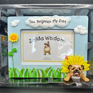 NWT Russ “You Brighten My Day" Blue & Yellow Dog Picture Frame